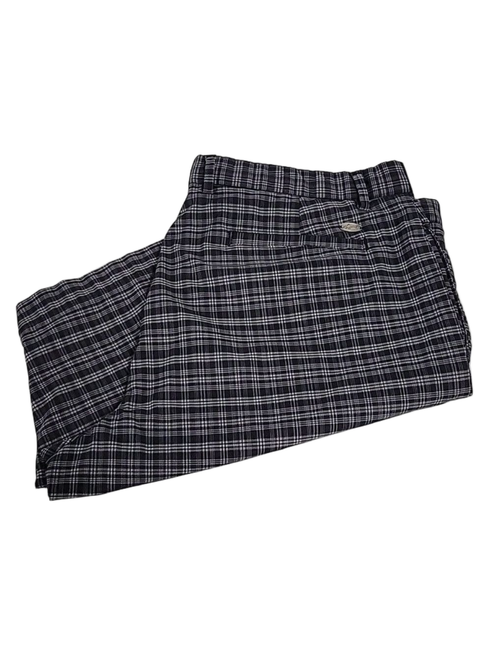 Greg Norman Black/Gray Plaid Men's Golf Shorts, Size 38